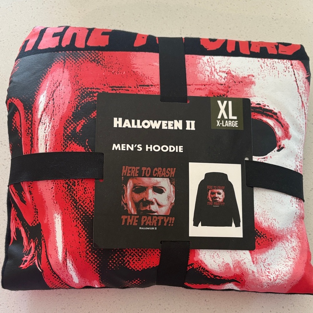 Halloween II "Here to Crash the Party" Men's Hoodie - Red & Black - XL